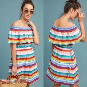 Anthropologie Striped Off-The-Shoulder Dress